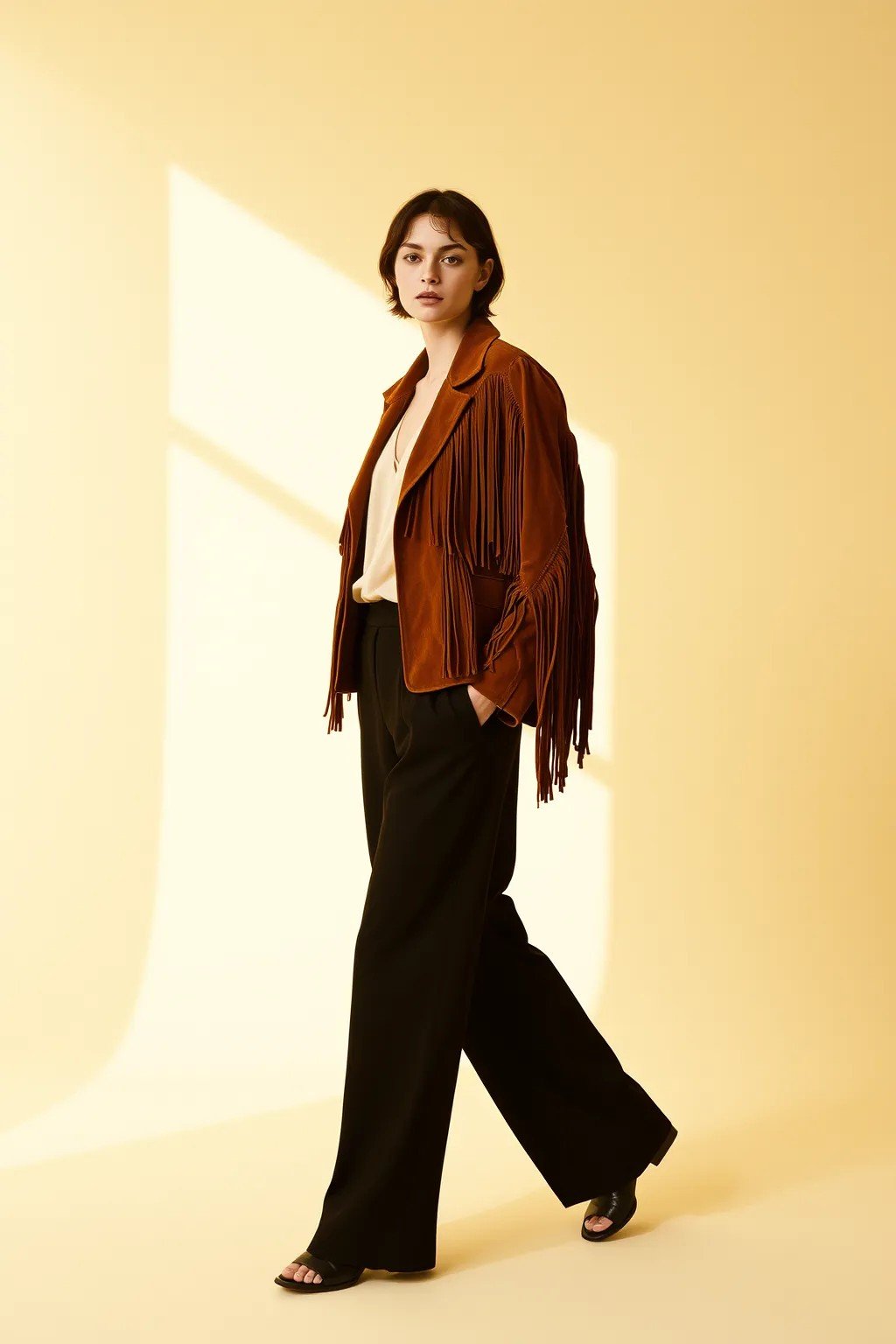 Tobacco suede fringe jacket